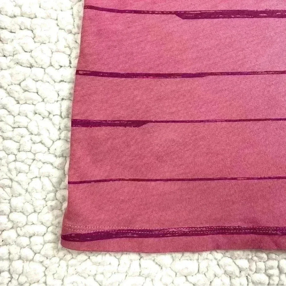 Athleta Pink Striped Organic Cotton Short Sleeve Crew Neck Athletic Tee Size S - Picture 5 of 13